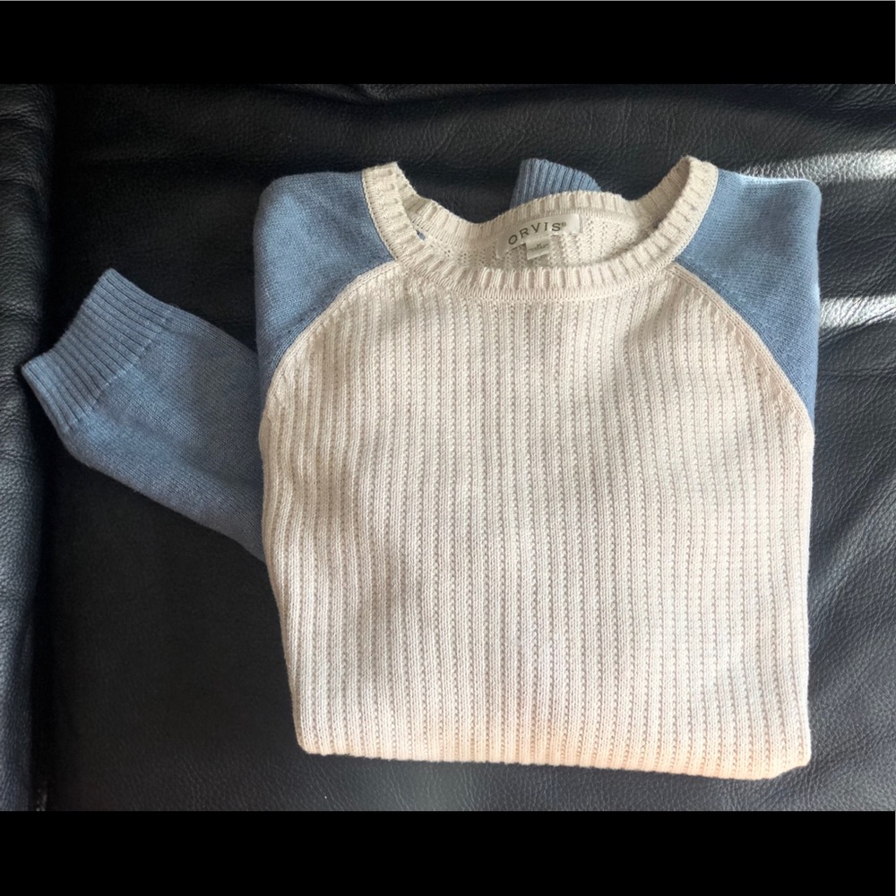 ORVIS HEATHERED ELBOW PATCH CREWNECK SWEATER